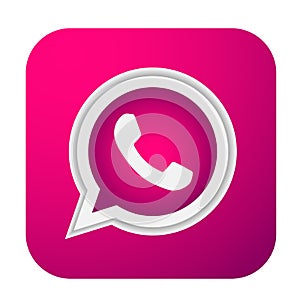 WhatsApp icon logo element sign vector in pink mobile app on white background