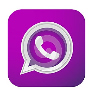 WhatsApp icon logo element sign vector in purple mobile app on white background