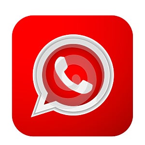 WhatsApp icon logo element sign vector in red mobile app on white background