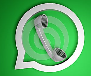 Whatsapp inspired logo contain telephone and white bubble