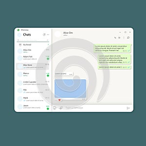 Whatsapp interface template for computer, PC. Web version of Whatsapp