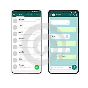 Whatsapp interface template on mobile phone