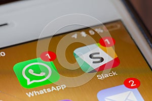 WhatsApp and Slack messenger apps