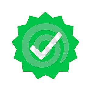 Whatsapp verified profile badge. Green verified whatsapp account icon. Social media account verification icon. Green check mark