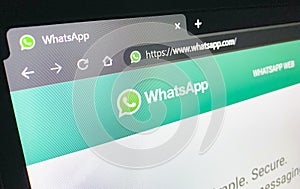 WhatsApp web page on computer screen