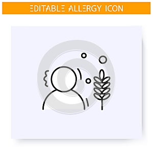 Wheat allergy line icon. Editable illustration