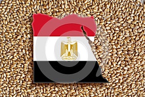 Wheat as a food base on the background of the map of Egypt - stock photo