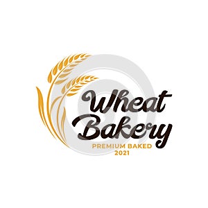 Wheat Bakery Logo. Wheat rice agriculture logo Inspiration vector