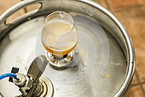 Wheat beer on a keg