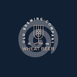 Wheat Beer Logo. Beer Pub or Old Brewing Company Emblem.