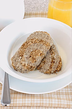 Wheat biscuits served with milk