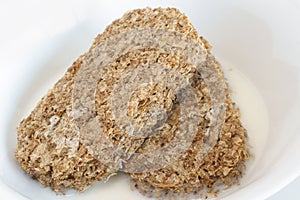 Wheat biscuits served with milk