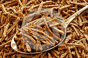 Wheat Bran Cereal on Spoon