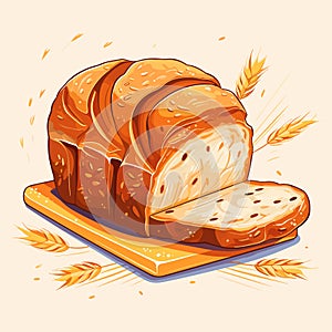 Wheat Bread, bakery icon, sliced fresh wheat bread