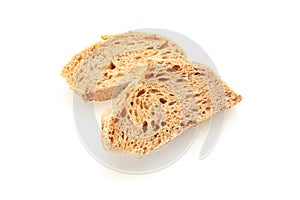 Wheat bread pieces isolated on white background