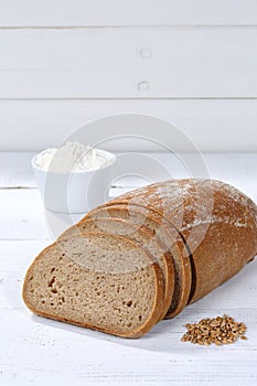 Wheat bread slice slices sliced loaf portrait format copyspace o