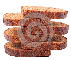 Wheat brown bread slices on white background