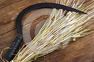 Wheat bundle and sickle