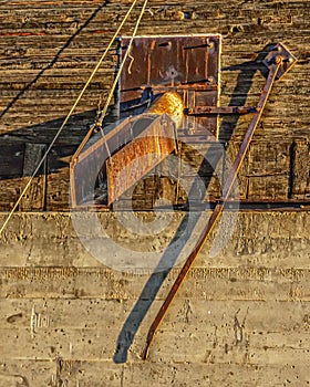 Wheat Chute on an Old Wheat Elevator at Sunrise