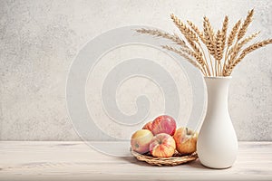 Wheat crops and apples. Happy Shavuot