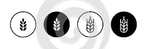 Wheat ear vector icon set. Agriculture outline and filled symbol. Cereals grain logo in circle