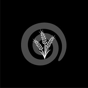 Wheat ears dark mode glyph icon isolated on dark background