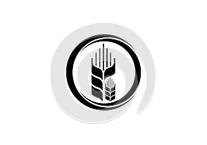 Wheat Ears Icon and Logo. For Identity Style of Natural Product Company and Farm Company. Agricultural symbol