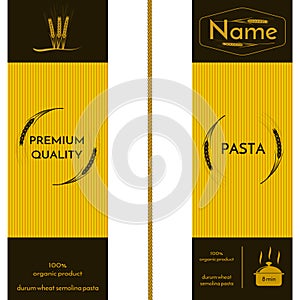Wheat ears image and logo on the packaging of spaghetti or other pasta