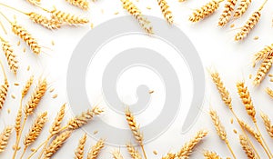 Wheat ears on a white background