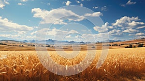 A wheat field landscape on a sunny day