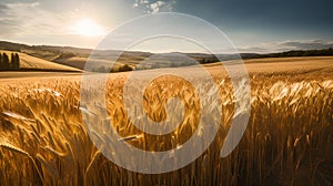 Wheat field in Tuscany, Italy. Rural landscape.