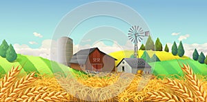 Wheat field. Vector background