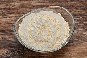 Wheat flour heap in the bowl