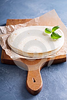 Wheat flour tortillas on a parchment