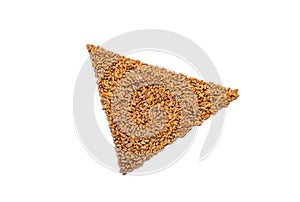 Wheat in the form of triangle isolated on white background.
