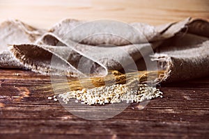 Wheat grain,flour and bread.