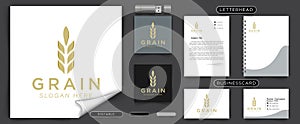 wheat, grain, rice, agriculture, farm logo Ideas. Inspiration logo design. Template Vector Illustration. Isolated On White