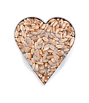Wheat Grains in heart shapes (on white)