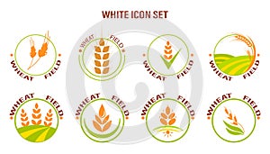 Wheat icon set on white background. Vector illustration. Suitable for labels