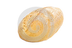 Wheat loaf of bread on white background.