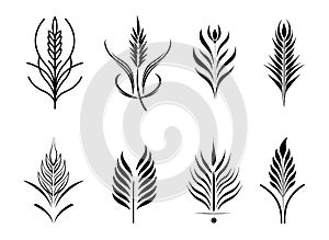 Wheat logo collection sketch hand drawn in comic style.Vector illustration