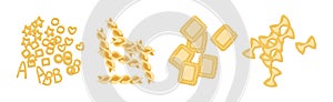 Wheat Pasta of Different Shape and Type Vector Set