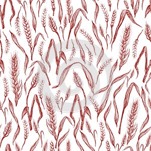 wheat pattern ears of corn set red