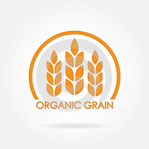 Wheat or rice icon. Organic grain symbol. Design element for organic products, bakery, bread, healthy food. Vector illustration.