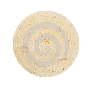 Wheat round tortilla or pita lavash round flat bread from above