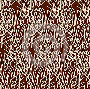 Wheat rye field seamless pattern gold and brown