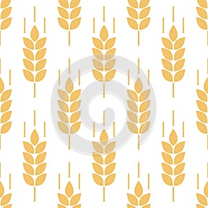 Wheat seamless pattern. Bakery background. Bread grain texture. Spike wheat. Stalk oat, barley, corn, rye, malt, bran, millet, mai