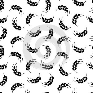Wheat seamless pattern. Grain malt and barley, oat, rice. Repeating background. Repeat texture plant for design agricultural