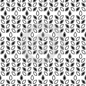 Wheat seamless pattern. Repeating black grain wheats on white background. Repeated flour patterns. Spike corn. Texture bakery