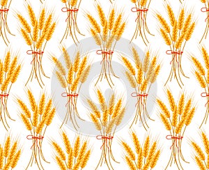 Wheat seamless pattern. Spikelets repeating texture, endless background.